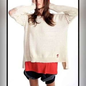Wildfox Wool Alpaca Blend Distressed Sweater L